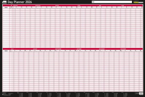 Sasco 2026 Day Wall Planner 915W x 610mmH With Wet Wipe Pen &amp; Sticker Pack Board Mounted - 2410271