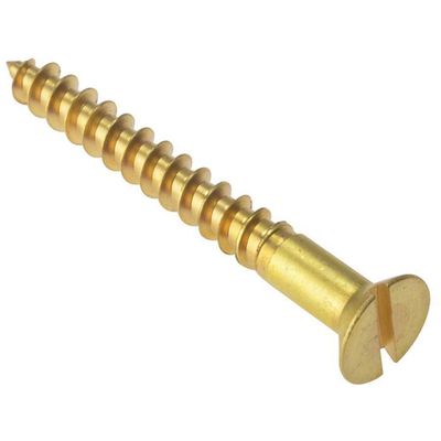 Forgefix Wood Screw Slotted Csk Solid Brass 4In X 12 Box 100 - Grey