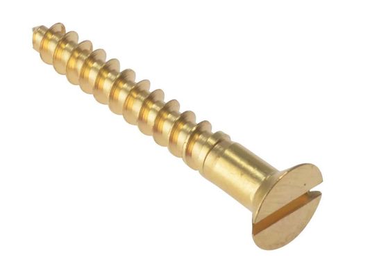 Forgefix Wood Screw Slotted Csk Solid Brass 4In X 12 Box 100 - Grey - Thumbnail 2