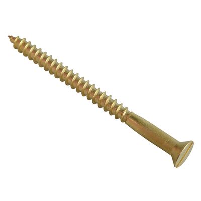 Wood Screw Slotted Csk Brass 2In X 12 Forgepack 4 - Gold