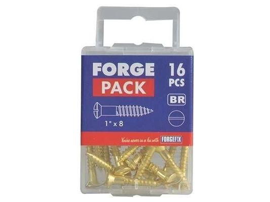Wood Screw Slotted Csk Brass 2In X 12 Forgepack 4 - Gold - Thumbnail 2