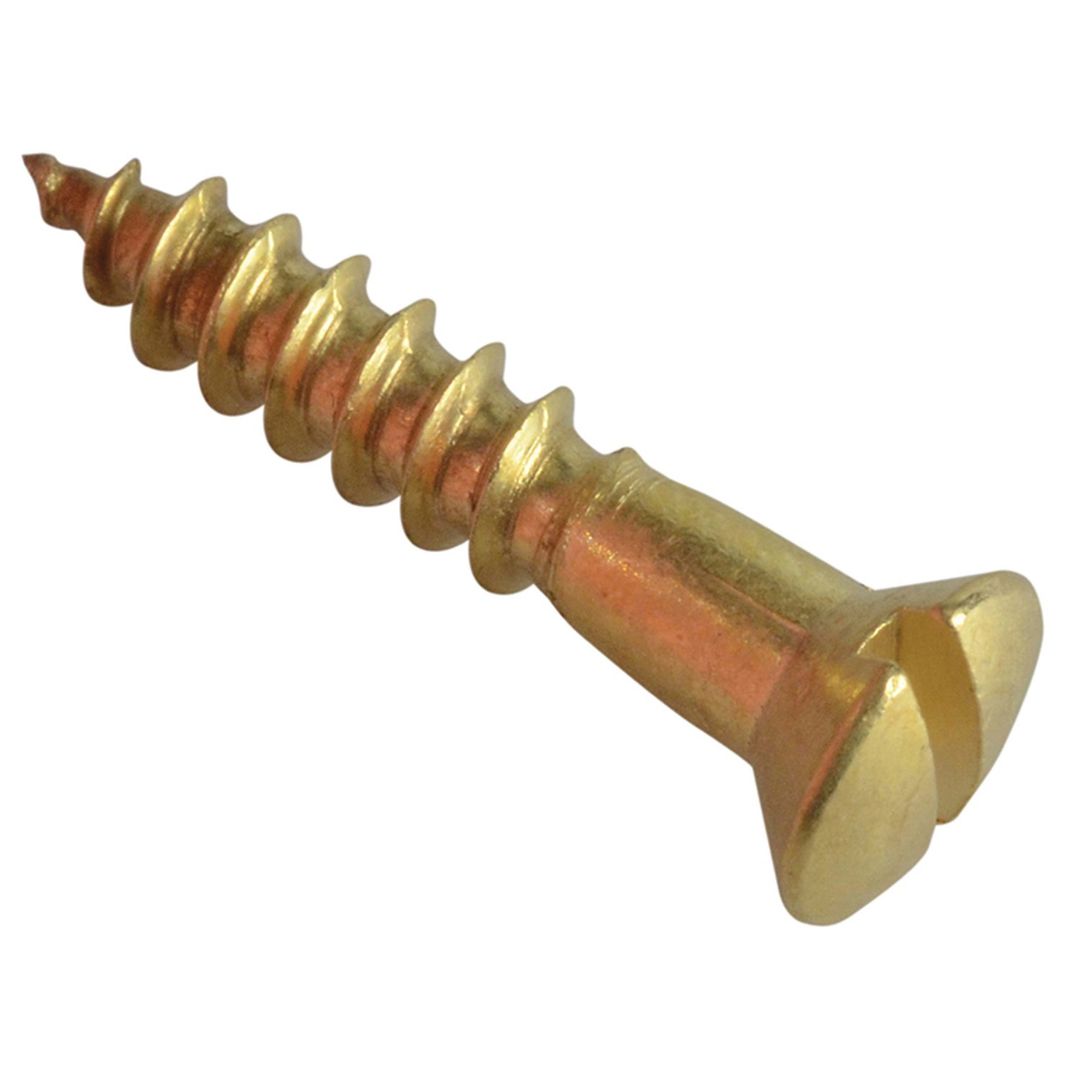 Wood Screw Slotted Raised Head Solid Brass 3/4In X 6 Forgepack 25 - Gold - Image 1