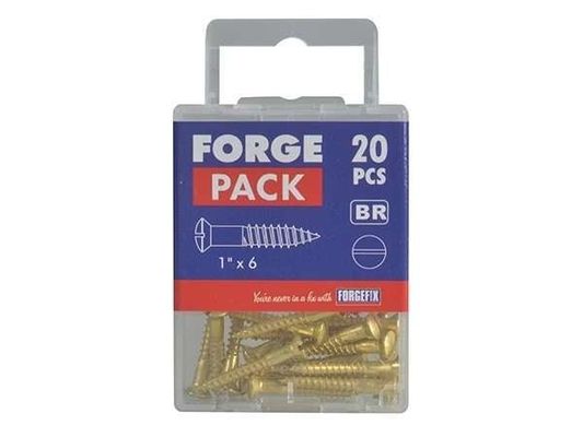 Forgefix Wood Screw Slotted Raised Head St Solid Brass 1.1/2 X 8In Forge Pack 10 - Grey - Thumbnail 2