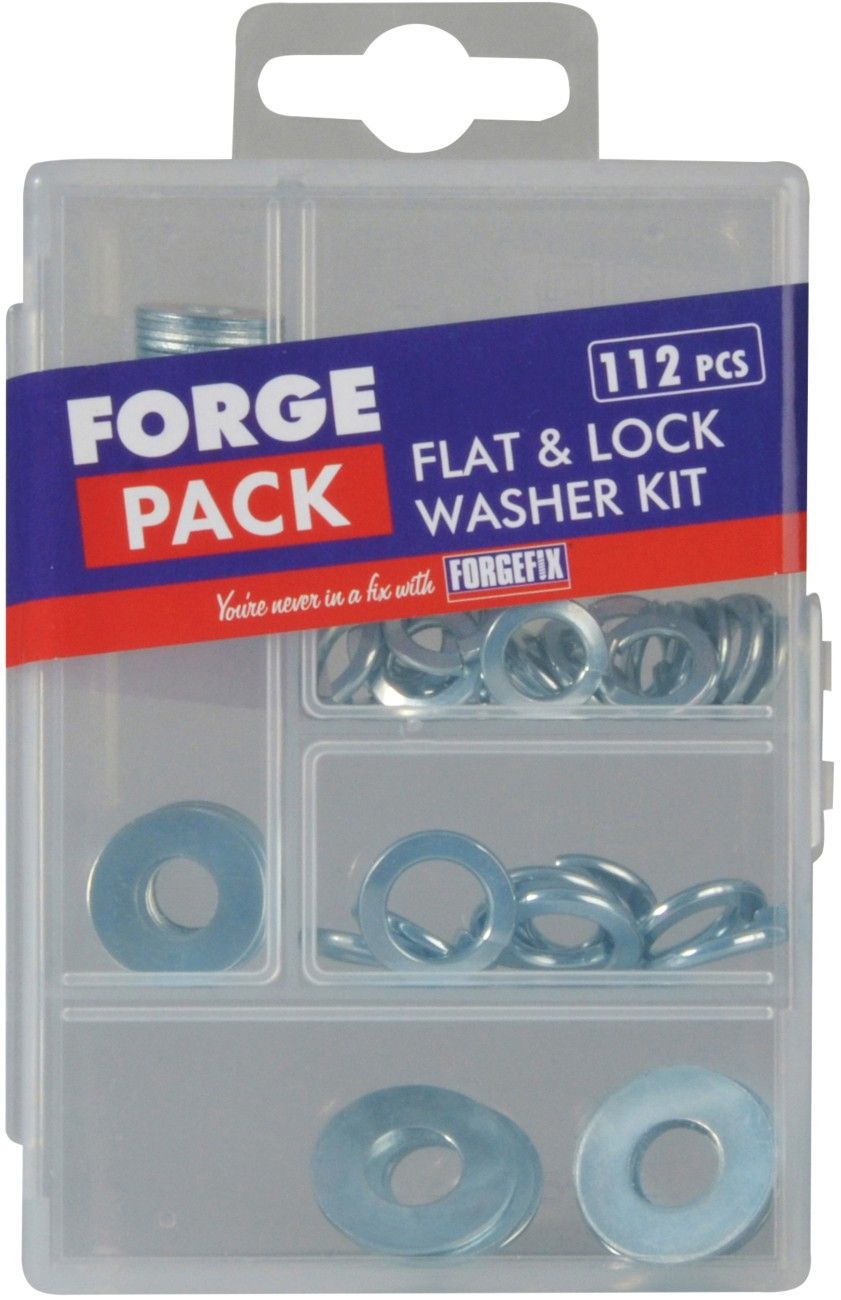 Forgepack FPWASHSET Flat Washers - Zinc Plated - Kit Assorted (Pack Of 112Pc) - Image 1