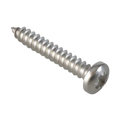 Self-Tapping Screw Pozi Compatible Pan Head Ss 1In X 8 Forgepack 25 - Silver
