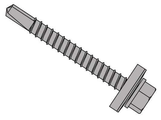 Forgefix Techfast Roofing Sheet To Steel Hex Screw & Washer No.3 Tip 5.5 X 45mm Box 100 - Grey - Thumbnail 2