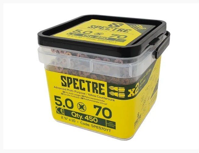 Forgefix SPE570YT Spectre™ Pz Compatible Wood Screw Csk Zyp 5.0 X 70Mm Tub 450 - Image 1