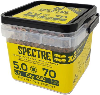 Forgefix SPE570YT Spectre™ Pz Compatible Wood Screw Csk Zyp 5.0 X 70Mm Tub 450 - Thumbnail 2