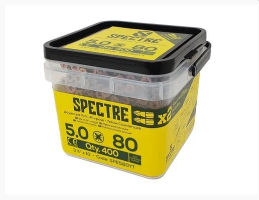 Forgefix SPE580YT Spectre™ Pz Compatible Wood Screw Csk Zyp 5.0 X 80Mm Tub 400