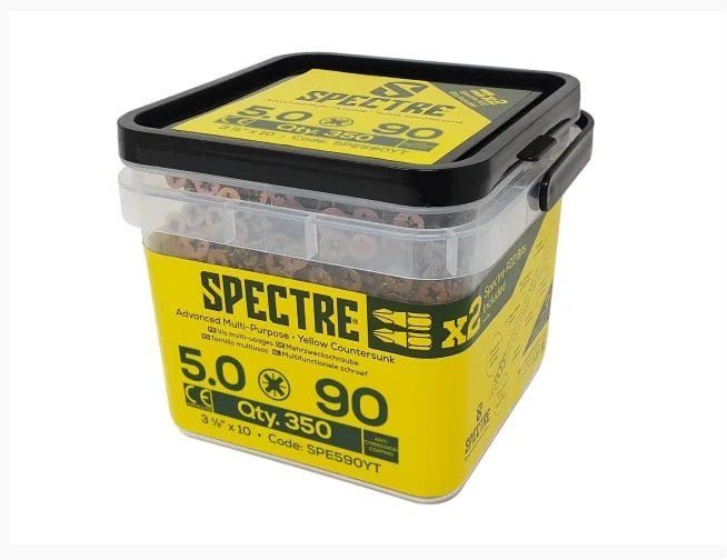Forgefix SPE590YT Spectre™ Pz Compatible Wood Screw Csk Zyp 5.0 X 90Mm Tub 350 - Image 1