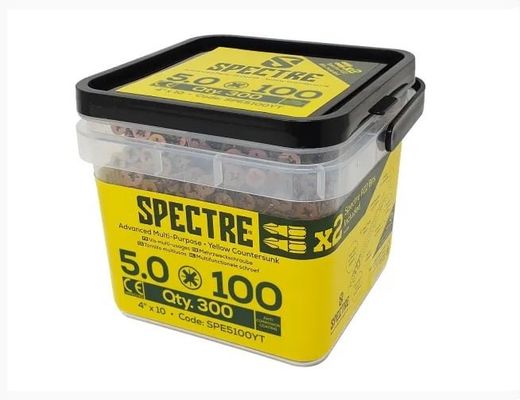 Forgefix SPE5100YT Spectre™ Pz Compatible Wood Screw Csk Zyp 5.0 X 100Mm Tub 300 - Thumbnail 2