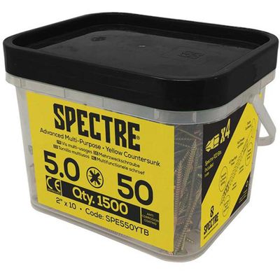 Forgefix Spectre Pz Compatible Wood Screw Csk Zyp 5.0 x 50mm - Mega Tub of 1500 - Grey