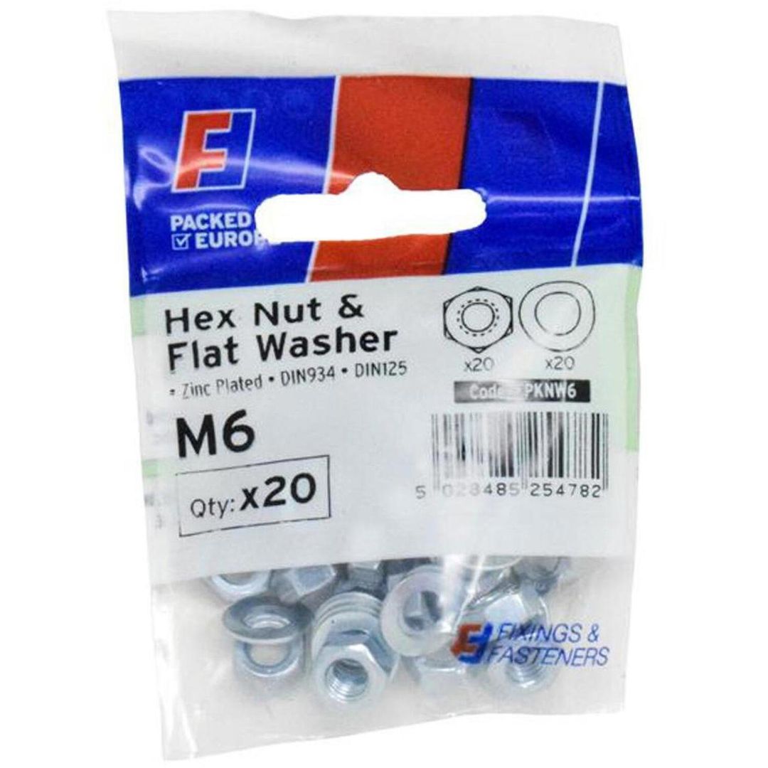Forgefix Nut & Washer M6 Forgepack 20 - Grey - Image 1