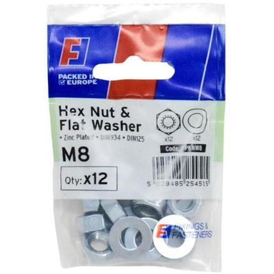 Forgefix Nut & Washer M8 Forgepack 12 FPKNW8 - Thumbnail 2