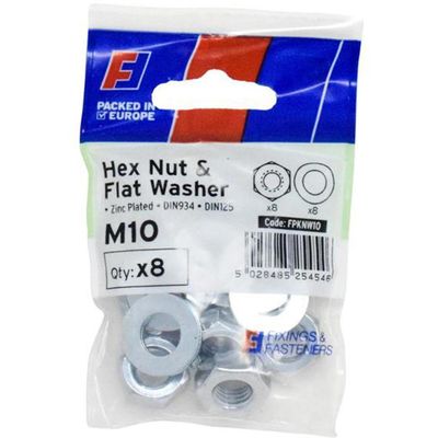 Forgefix Nut & Washer M10 Forgepack 8 FPKNW10 - Thumbnail 2
