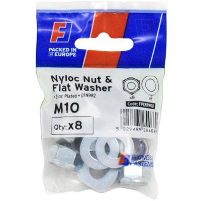Forgefix Nyloc Nut & Washer M10 Forgepack 8 FPKNNW10 - Thumbnail 2