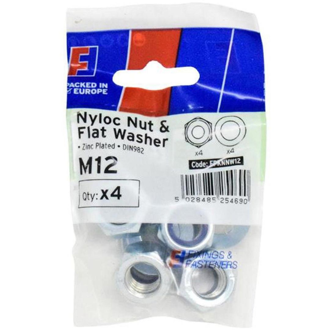 Forgefix Nyloc Nut & Washer M12 Forgepack 4 - Grey - Image 1