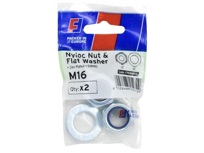 Forgefix Nyloc Nut & Washer M16 Forgepack 2 FPKNNW16 - Image 1