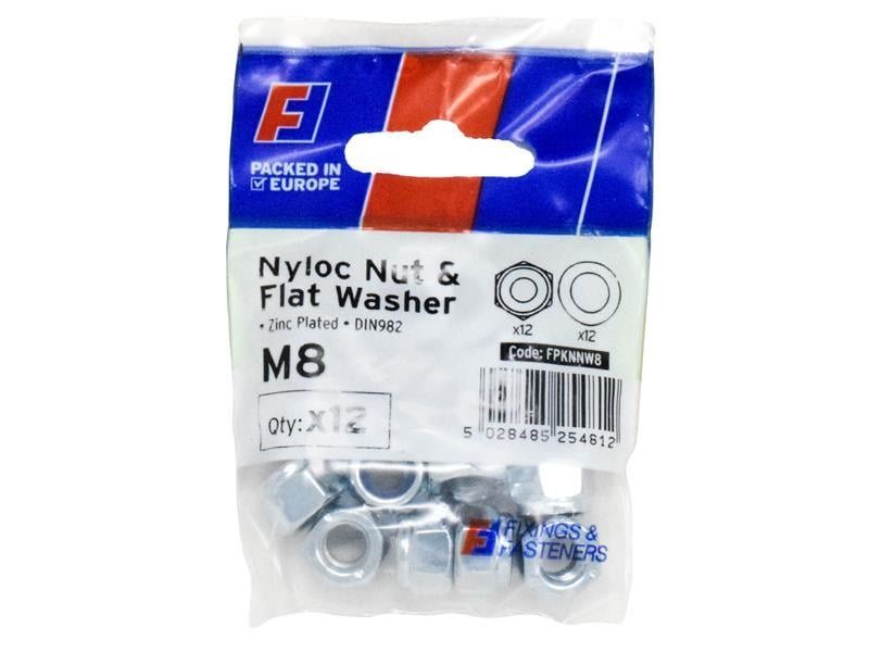 Forgefix Nyloc Nut & Washer M8 Forgepack 12 FPKNNW8 - Image 1
