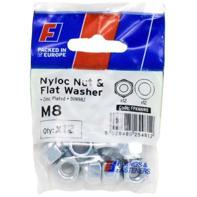 Forgefix Nyloc Nut & Washer M8 Forgepack 12 FPKNNW8 - Thumbnail 2