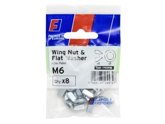 Forgefix Wing Nut & Washer M6 Forgepack 8 FPKWNW6
