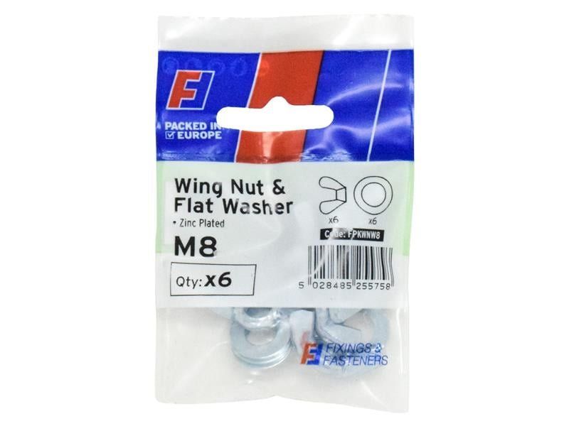 Forgefix Wing Nut & Washer M8 Forgepack 6 FPKWNW8 - Image 1