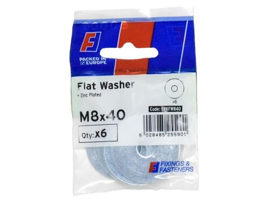 Forgefix Flat Washers Zp M8 X 40Mm Forgepack 6 FPKFW840