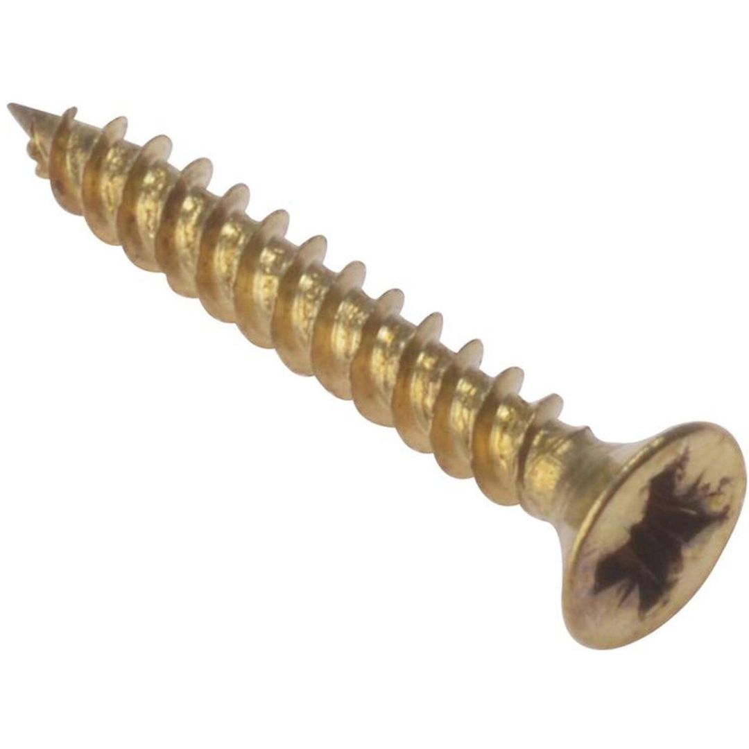Forgefix General Purpose Pozi Screw Csk Tt Electro Brass 1.1/4In X 6 Box 200 - Grey - Image 1