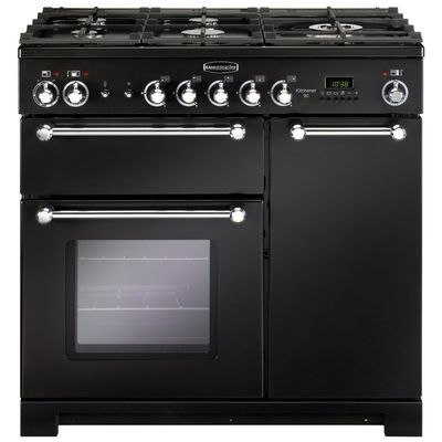 Rangemaster KCH90DFFBLC Kitchener 90cm Duel Fuel Range Cooker - Black