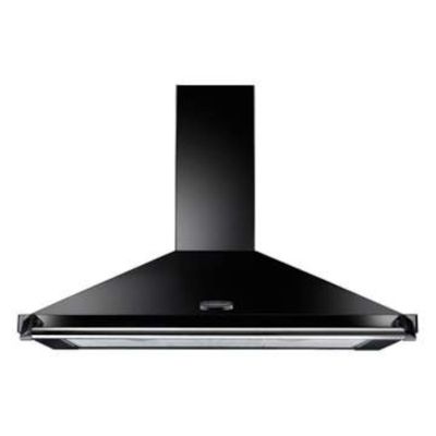 Rangemaster CLAHDC110BC 110cm Classic Chimney Hood With Chrome Rail - BLACK