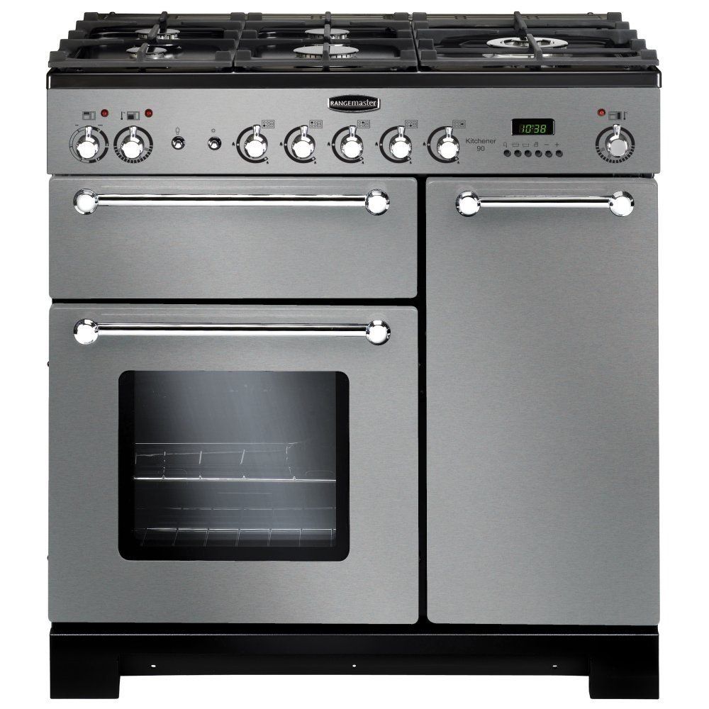 Rangemaster KCH90DFFSSC Kitchener 90cm Dual Fuel Range Cooker - Stainless Steel - Image 1