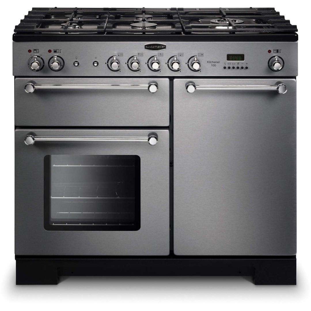 Rangemaster KCH100DFFSS/C Kitchener 100cm Dual Fuel Range Cooker 98780 - STAINLESS STEEL - Image 1