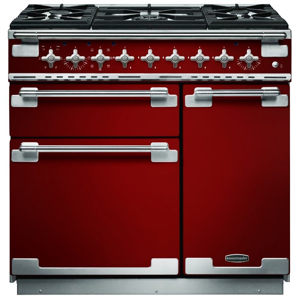 Rangemaster ELS90DFFRD Elise 90cm Dual Fuel Range Cooker 108420 - RED - Image 1