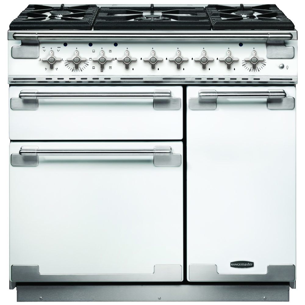 Rangemaster ELS90DFFWH Elise 90cm Dual Fuel Range Cooker 108480 - WHITE - Image 1