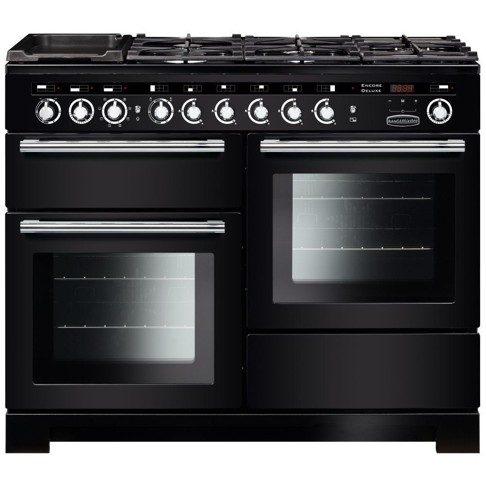 Rangemaster EDL110DFFBL/C Encore 110cm Deluxe Dual Fuel Range Cooker 117260 - BLACK - Image 1