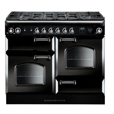 Rangemaster Classic Dual Fuel Range Cooker Black 110cm - INC110DFFBL