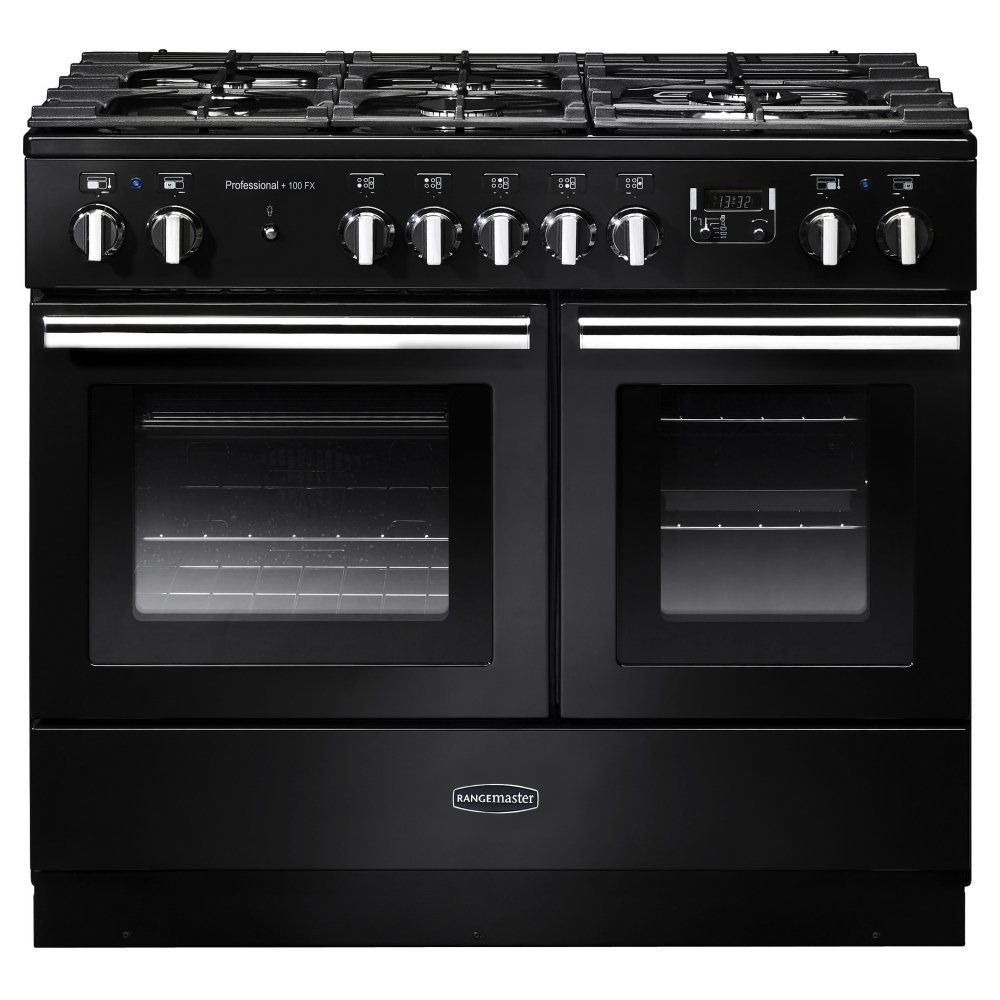 Rangemaster PROPL100FXDFFGBC Professional Plus FX 100cm Dual Fuel Range Cooker - Black - Image 1