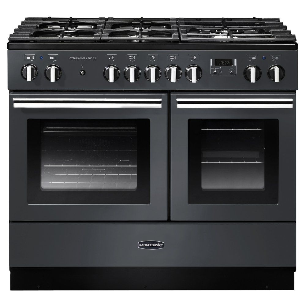 Rangemaster PROPL100FXDFFSLC Professional Plus FX 100cm Dual Fuel Range Cooker - Slate Grey - Image 1