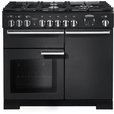Rangemaster PDL100DFFCBC Professional Deluxe 100cm Dual Fuel Range Cooker - Black & Chrome