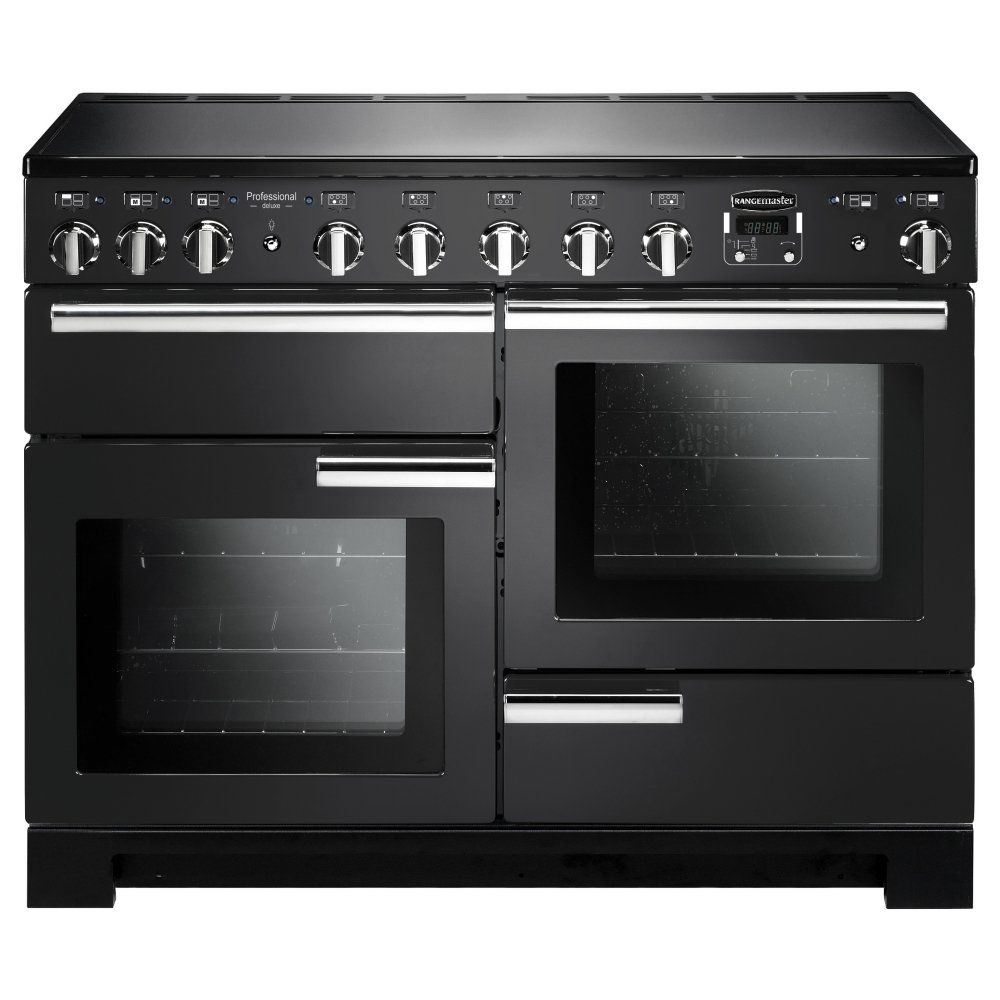 Rangemaster PDL110EICBC Professional Deluxe 110cm Induction Range Cooker - Black and Chrome - Image 1