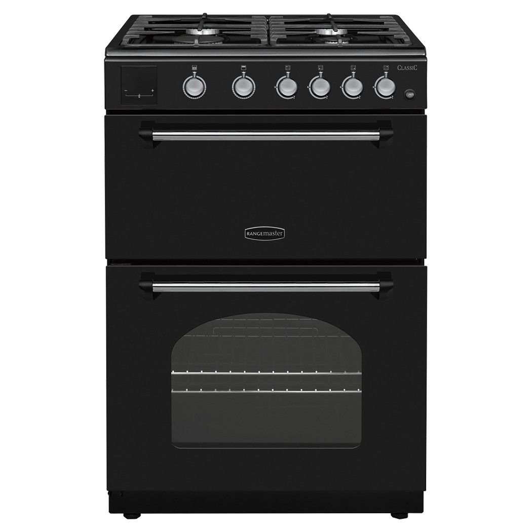 RANGEMASTER Classic CLA60NGFBL/C 60 cm Gas Cooker - Black & Chrome, Black - Image 1