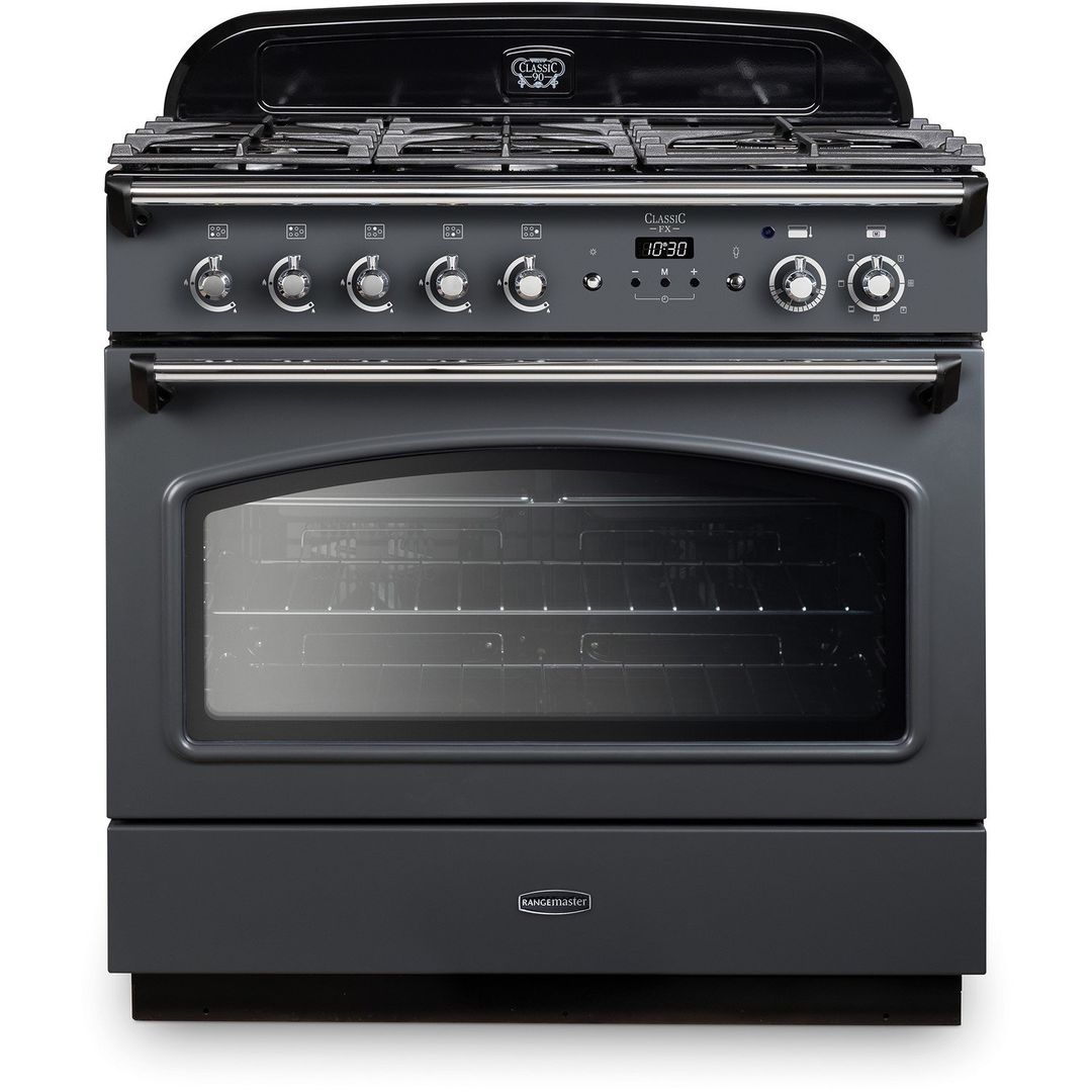 Rangemaster CLAS90FXDFFSL/C Classic FX 90cm Dual Fuel Range Cooker 12824 - SLATE - Image 1