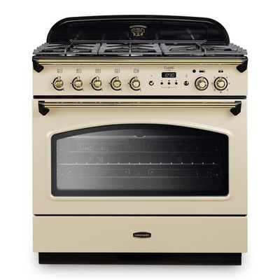 Rangemaster CLAS90FXDFFCRB Classic 90cm Dual Fuel Range Cooker- Cream & Brass