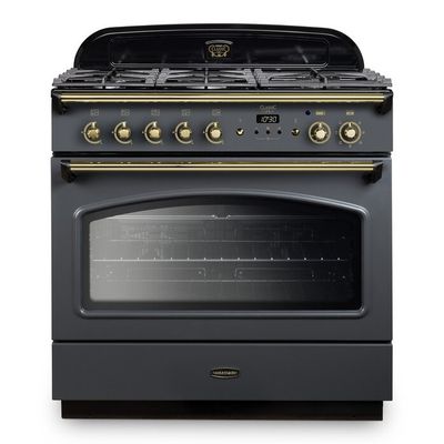 Rangemaster CLAS90FXDFFSLB Classic 90cm Dual Fuel Range Cooker - Slate & Brass