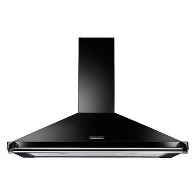 Rangemaster RCLAHDC110BL/C 110cm Classic Chimney Hood With Chrome Rail And Badge - BLACK