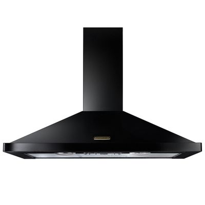Rangemaster RHDC90BL/B 90cm Chimney Hood With Brass Badge - BLACK