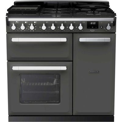 Rangemaster Estel Deluxe 90cm Dual Fuel Range Cooker - Slate + Chrome