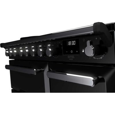 Rangemaster Estel Deluxe 90cm Induction Range Cooker - Gloss Black + Chrome