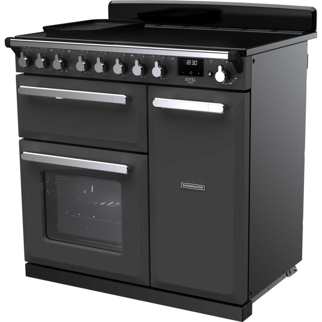 RANGEMASTER Estel Deluxe ESDL90EIPSLT/CM1 90 cm Electric Induction Range Cooker - Slate & Chrome, Silver/Grey,Black - Image 1