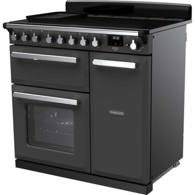 RANGEMASTER Estel Deluxe ESDL90EIPSLT/CM1 90 cm Electric Induction Range Cooker - Slate & Chrome, Silver/Grey,Black